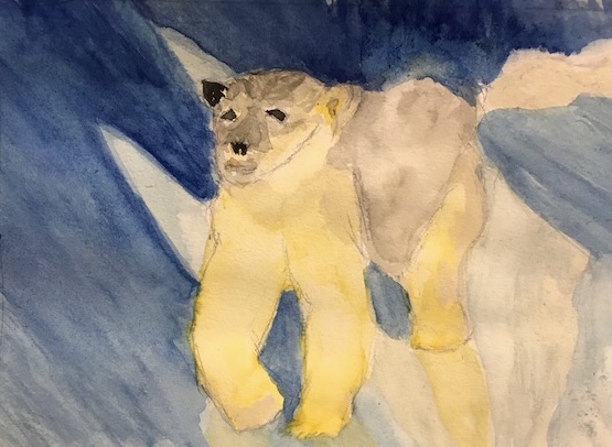 watercolor painting of a polar bear.