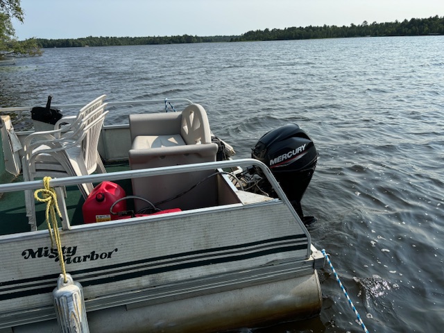 photo of barge with new motor